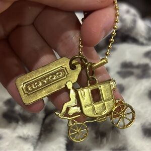 NEW RARE HORSE & CARRIAGE COACH GOLD 2 STAMPED HANGTAGS WITH CHAIN!